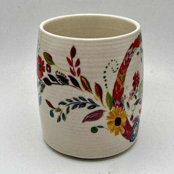 Anthropologie Starla Halfmann Letter C Floral Mug Cup Coffee Tea Petal Palette - Picture 2 of 12